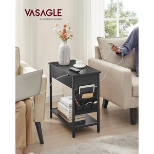 VASAGLE Odkládací stolek s elektrickou zásuvkou černý