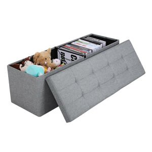 SONGMICS Úložný sedací box čalouněný skládací 110x38 cm šedý