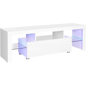 VASAGLE TV stolek bílý barevné LED podsvícení 140 x 45 x 35 cm