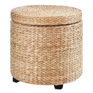HOMCOM Taburet s úložným prostorem slaměný ratan 43x43cm