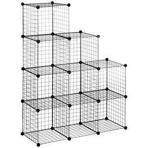 HOMCOM Policový systém z ocelového drátu 9 přihrádek 35x35x35cm