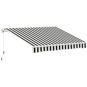 OUTSUNNY Stahovací markýza s klikou hliníková  395 x 245 cm modrobílá