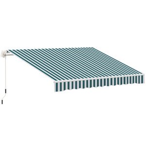 OUTSUNNY Stahovací markýza s klikou hliníková  395 x 245 cm zelnobílá