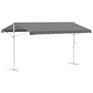 OUTSUNNY Volně stojící stahovací markýza s klikou 450 x 340 cm šedá