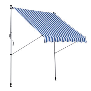 OUTSUNNY Výškově nastavitelná přenosná markýza vhodná na balkon 200 x 150 cm modrobílá