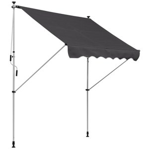 OUTSUNNY Výškově nastavitelná přenosná markýza vhodná na balkon 200 x 150 cm šedá