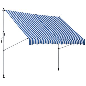 OUTSUNNY Výškově nastavitelná přenosná markýza vhodná na balkon 300 x 150 cm modrobílá