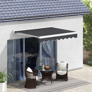 OUTSUNNY Stahovací markýza elektrická s nastavitelným sklonem 250 x 200 cm šedá