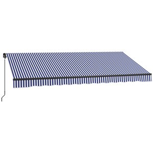 OUTSUNNY Stahovací markýza ruční s nastavitelným sklonem hliníková 396 x 300 cm modrobílá