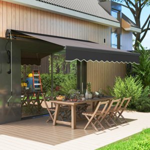 OUTSUNNY Stahovací markýza elektrická s nastavitelným sklonem 296 x 250 cm tmavě šedá