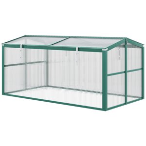 OUTSUNNY Miniskleník polykarbonát hliníkový rám 130 x 70 x 61 cm zelený