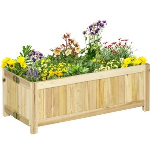 OUTSUNNY Venkovní truhlík skládací z masivního dřeva 70 x 25 x 30 cm světlé dřevo