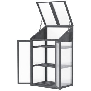 OUTSUNNY Polykarbonátový mini skleník se třemi policemi 70 x 50 x 120 cm šedá