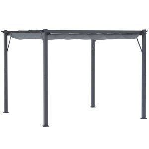 OUTSUNNY Volně stojící kovová pergola se stahovací plátěnou střechou 257 x 250 cm béžová