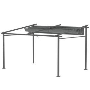 OUTSUNNY Volně stojící kovová pergola se stahovací plátěnou střechou 397 x 295 cm šedá
