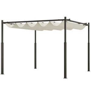 OUTSUNNY Volně stojící kovová pergola se stahovací plátěnou střechou 300 x 300 cm bílá