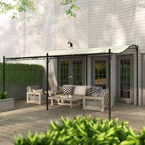 OUTSUNNY Kovová pergola s plátěnou střechou volně stojící 491 x 298 cm krémová