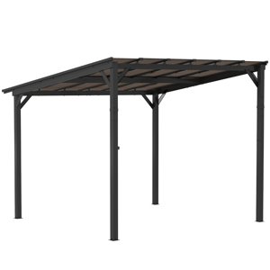OUTSUNNY Kovová pergola  s polykarbonátovou střechou 306 x 258 x 294 cm tmavě šedá