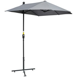 OUTSUNNY Půlkulatý slunečník 200 x 200 cm tmavě šedý