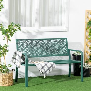 Zahradní lavice HOMCOM nosnost 280 kg 127 x 63 x 83 cm tmavě zelená