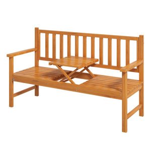OUTSUNNY Zahradní lavice trojmístná  se zabudovaným stolkem do 280 kg 153 x 56 x 91 cm světle hnědá