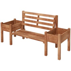 OUTSUNNY Zahradní lavice dvoumístná se dvěma boxy na květináče do 240 kg