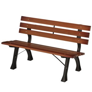OUTSUNNY Zahradní lavička KLASIK pro 2 osoby do 240 kg 120 x 57 x 70 cm hnědá