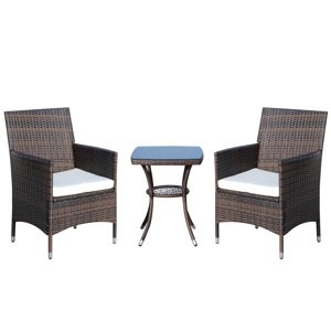 OUTSUNNY Skládací ratanový set 2+1 s polštářem 60 x 59 x 90 cm hnědá
