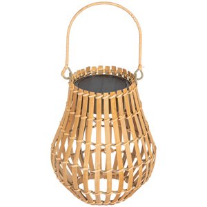 OUTSUNNY Solární zahradní lampa dobíjecí 3 barvy světla s bambusovým stínidlem