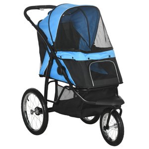 PAWHUT Kočárek pro psy do 20 Kg JOGGER se třemi koly skládací světle modrá