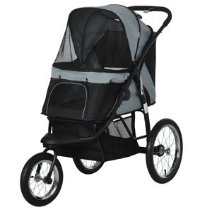PAWHUT Kočárek pro psy do 20 Kg JOGGER se třemi koly skládací světle šedá