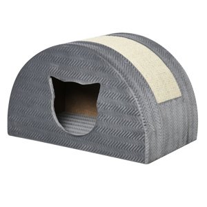 PAWHUT Pelíšek pro kočky se škrabadlem BOW 49 x 30 x 30 cm šedá