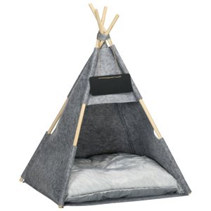 PAWHUT Pelíšek pro kočky TEEPEE 58 x 58 x 80 cm šedá