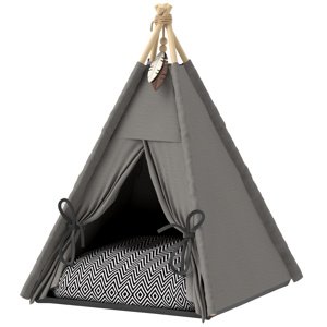 PAWHUT Pelíšek pro kočky TEEPEE 60 x 60 x 76 cm šedá