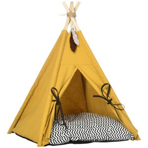 PAWHUT Pelíšek pro kočky TEEPEE 60 x 60 x 76 cm žlutá