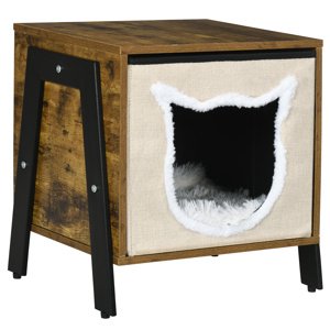 PAWHUT Pelíšek pro kočky BOX 41 x 34 x 44 cm hnědá