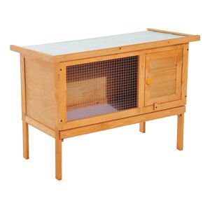 PAWHUT Kotec pro králíky s plechovou střechou 90 cm x 65 x 45 cm cm světlé dřevo