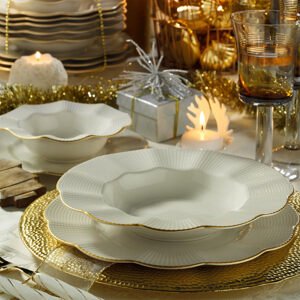 ASIR Porcelánová jídelní souprava (18 ks) zlatá a bílá