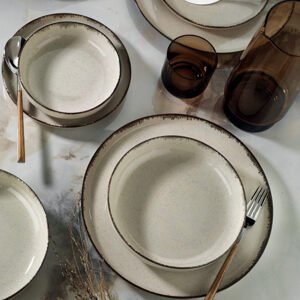 ASIR Porcelánová jídelní souprava (18 ks) hnědá a krémová