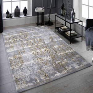 ASIR Koberec 150 x 230 GOLD šedá, bílá, zlatá