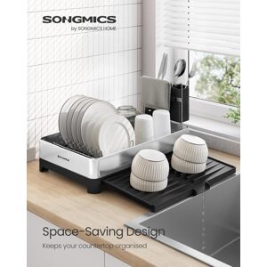 SONGMICS Odkapávač na nádobí 44 x 22 x 40 cm stříbrný černý