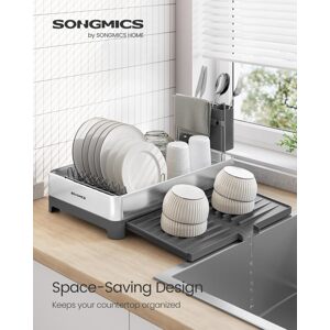 SONGMICS Odkapávač na nádobí 44 x 22 x 40 cm stříbrný šedý