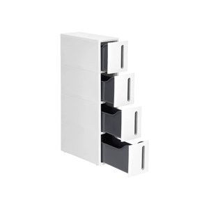 SONGMICS Pojízdný úzký regál 4 zásuvky 17 x 84 cm bílá šedá