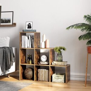 SONGMICS Regál schody hnědý 97 x 97 x 29 cm