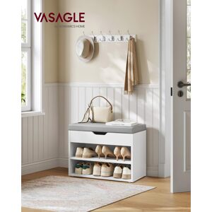 VASAGLE Sedací botník s úložným prostorem 60 x 44 x 30 cm bílý