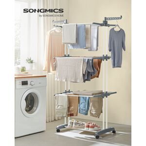 SONGMICS Věšák na sušení prádla 3 patra 128 x 172 x 64 cm bílý