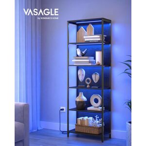 VASAGLE Regál s LED osvětlením polic 60 x 179 x 30 cm černý