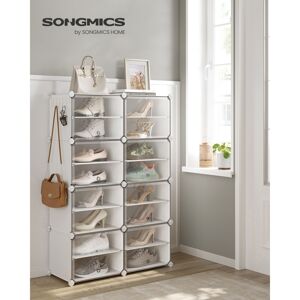 SONGMICS Skládací botník 8 kostek 82 x 120 x 32 cm bílý