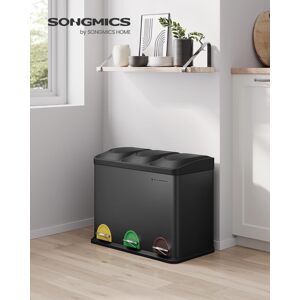 SONGMICS Odpadkový koš na tříděný odpad 3 x 15 l černá