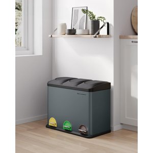 SONGMICS Odpadkový koš na tříděný odpad zeleno-šedý 3 x 15l